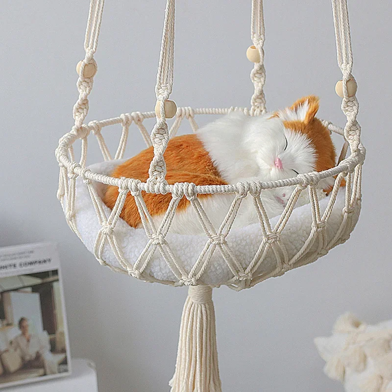 Cama Suspensa Artesanal para Gatos Estilo Rede – Snouty™ | Conforto Natural e Descanso Elevado - Imagem 11
