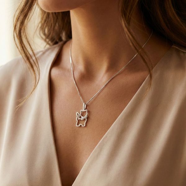 Colar Pets Love em Prata 925 + Zircônias com Pingente de Cachorro ou Gato – Lupzy™ | Amor Pet em Forma de Joia - Imagem 2
