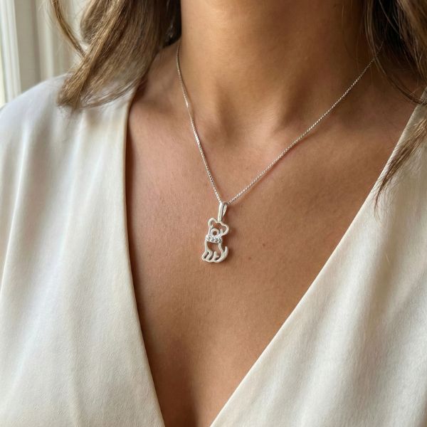 Colar Pets Love em Prata 925 + Zircônias com Pingente de Cachorro ou Gato – Lupzy™ | Amor Pet em Forma de Joia - Imagem 3