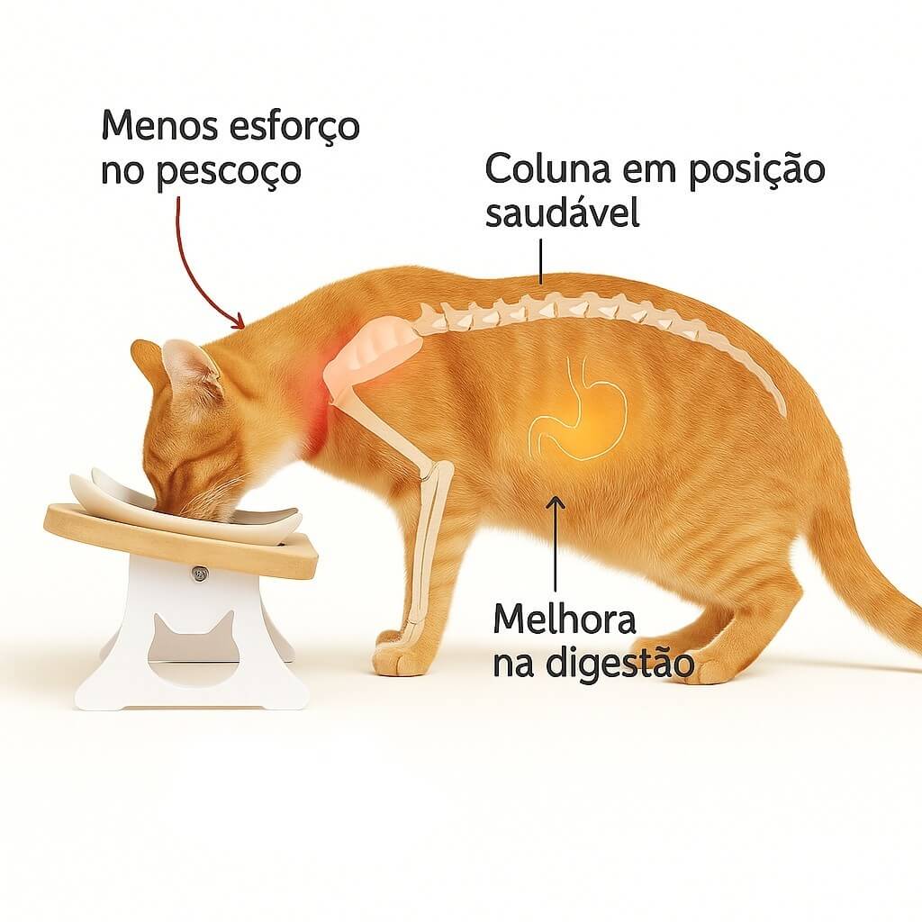 Comedouro de Porcelana Elevado para Gatos – Melhora a Digestão e Reduz Refluxo – Lupzy™ - Imagem 3