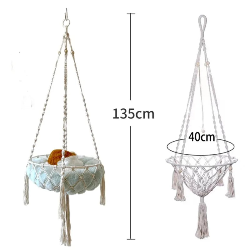 Cama Suspensa Artesanal para Gatos Estilo Rede – Snouty™ | Conforto Natural e Descanso Elevado - Imagem 7