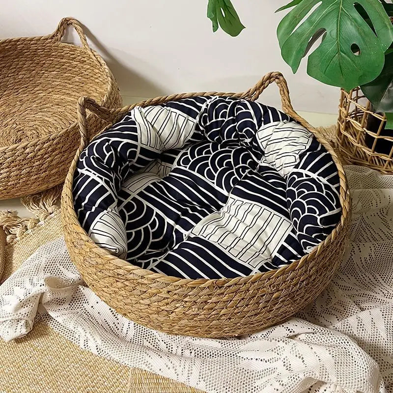 Cama Cesto para Gatos em Fibra Natural com Almofada – Snouty™ | Aconchego, Estilo e Conforto Natural - Imagem 5