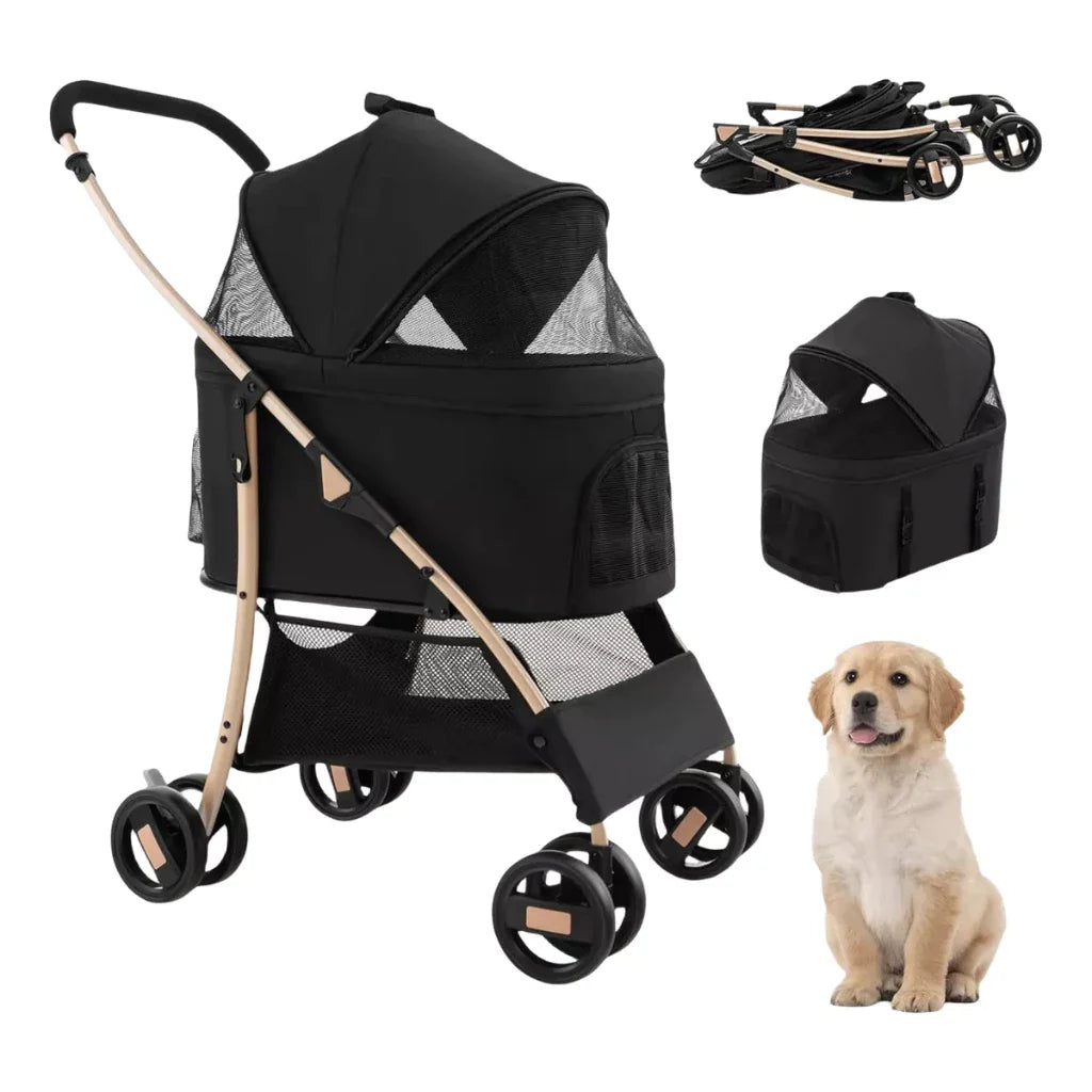 Carrinho de Passeio Dobrável com Porta Frontal e Freio até 15kg para Cachorro e Gato Pet Gear™ - Imagem 5