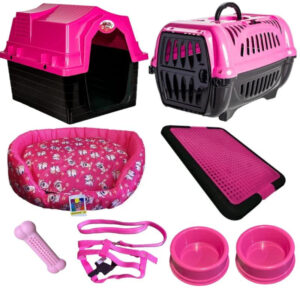 Kit Enxoval para Cachorro de Pequeno Porte com Cama Sanitário e Acessórios Lupzy