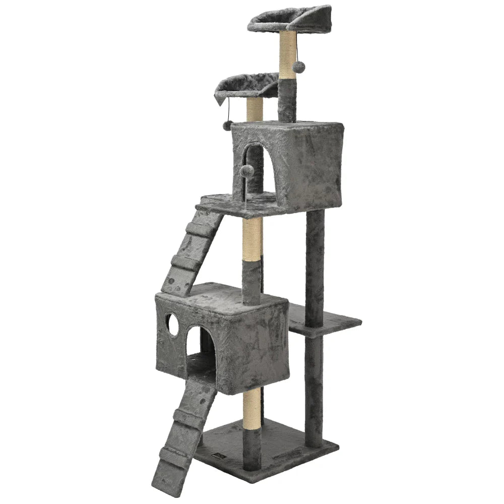 Arranhador Torre Multinível Luxuoso com Casas e Poleiros para Cachorro e Gato 175cm Grupo Melinda™ - Imagem 5
