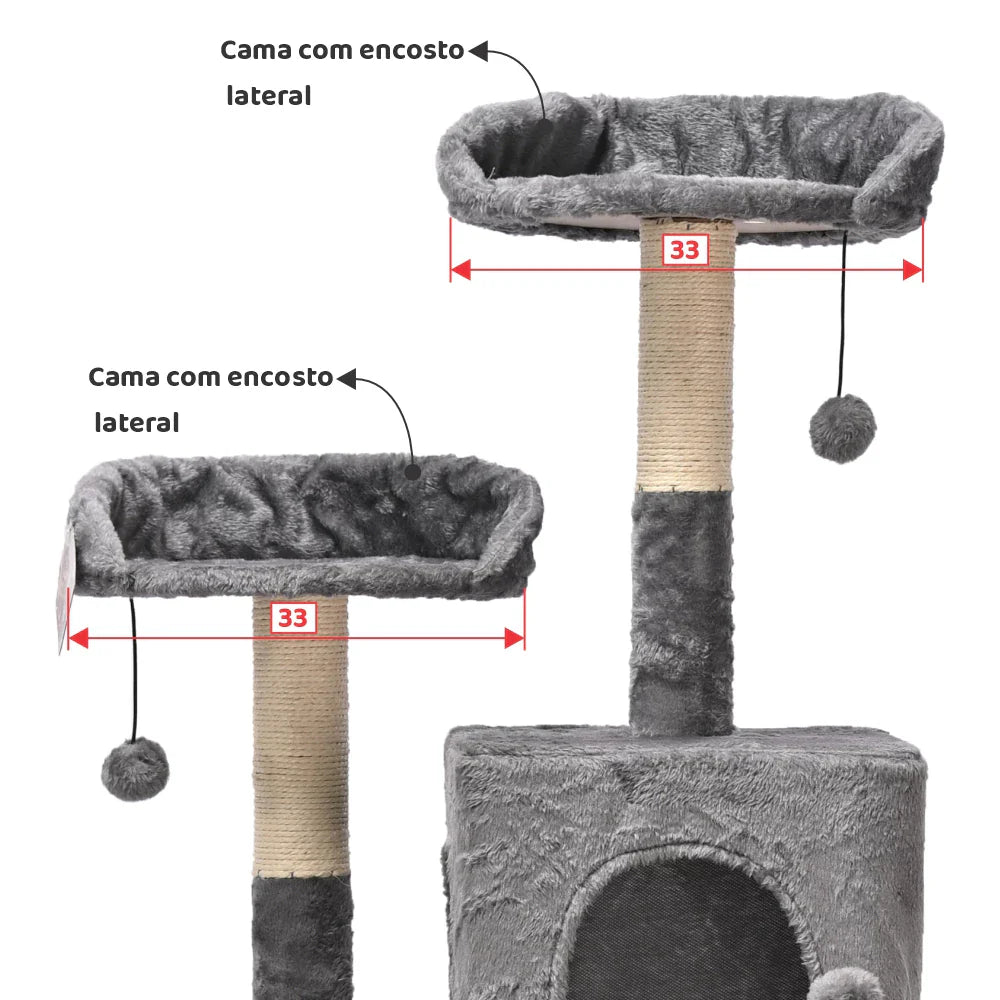 Arranhador Torre Multinível Luxuoso com Casas e Poleiros para Cachorro e Gato 175cm Grupo Melinda™ - Imagem 4
