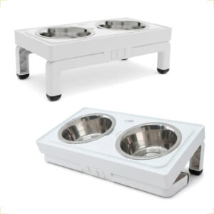 Comedouro Bebedouro Duplo Ajustável Inclinado 750ml Branco – Lupzy™ | Mais Conforto e Digestão Saudável