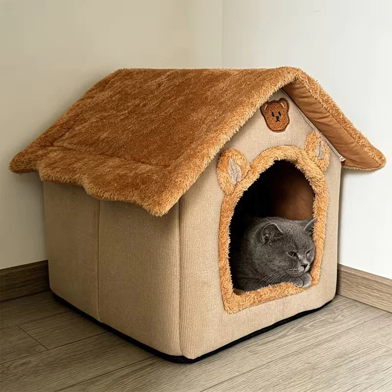 Cama Casinha Toca de Pelúcia Lavável para Cães e Gatos – Snouty™ | Aconchego e Proteção em Cada Descanso - Imagem 4