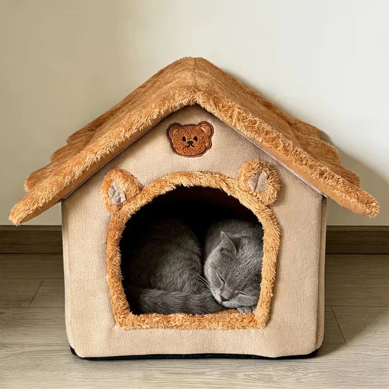 Cama Casinha Toca de Pelúcia Lavável para Cães e Gatos – Snouty™ | Aconchego e Proteção em Cada Descanso - Imagem 3