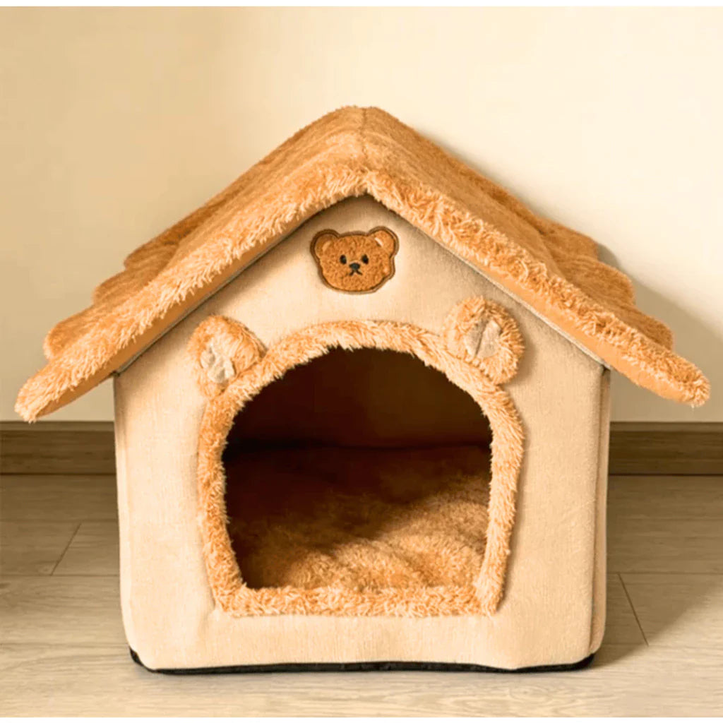 Cama Casinha Toca de Pelúcia Lavável para Cães e Gatos – Snouty™ | Aconchego e Proteção em Cada Descanso