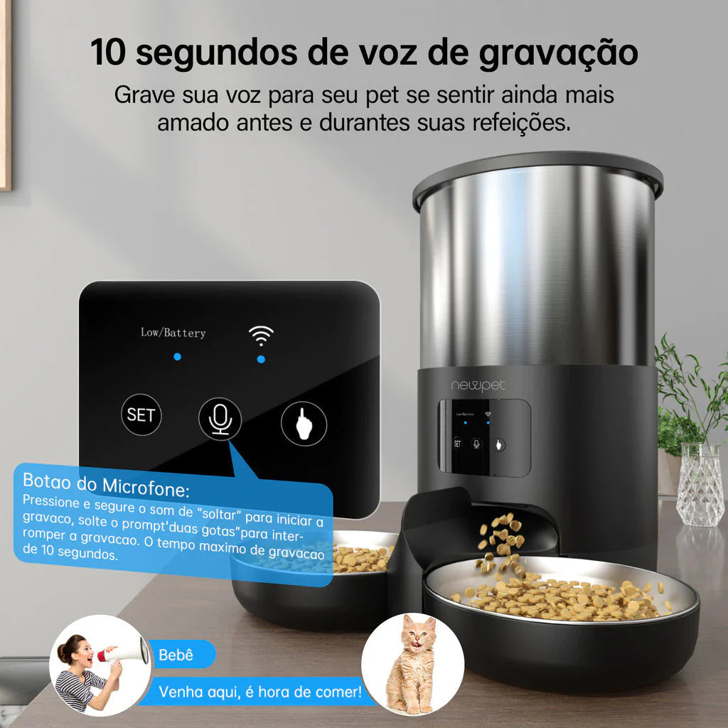 Alimentador Automático Duplo 5L WiFi com APP e Controle Remoto para Cachorro e Gato Newpet™ - Imagem 3