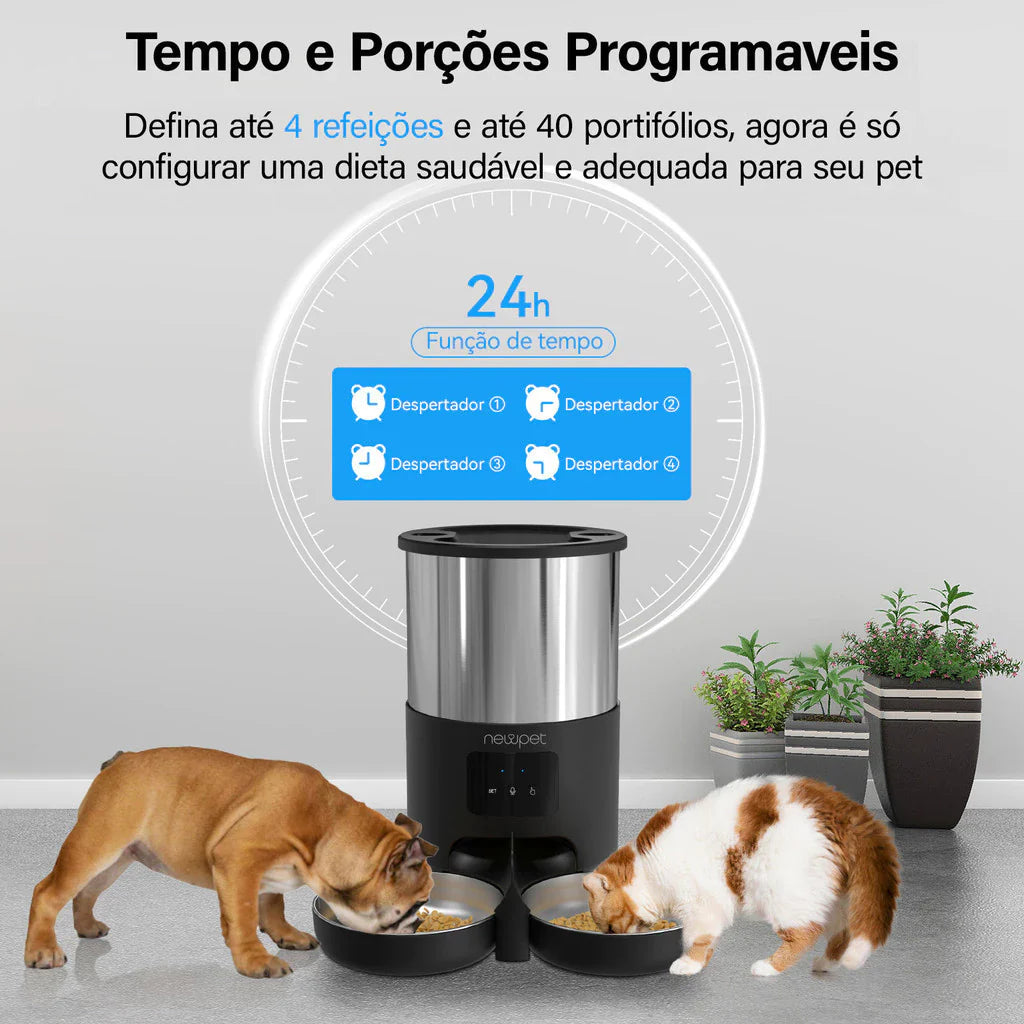 Alimentador Automático Duplo 5L WiFi com APP e Controle Remoto para Cachorro e Gato Newpet™ - Imagem 2