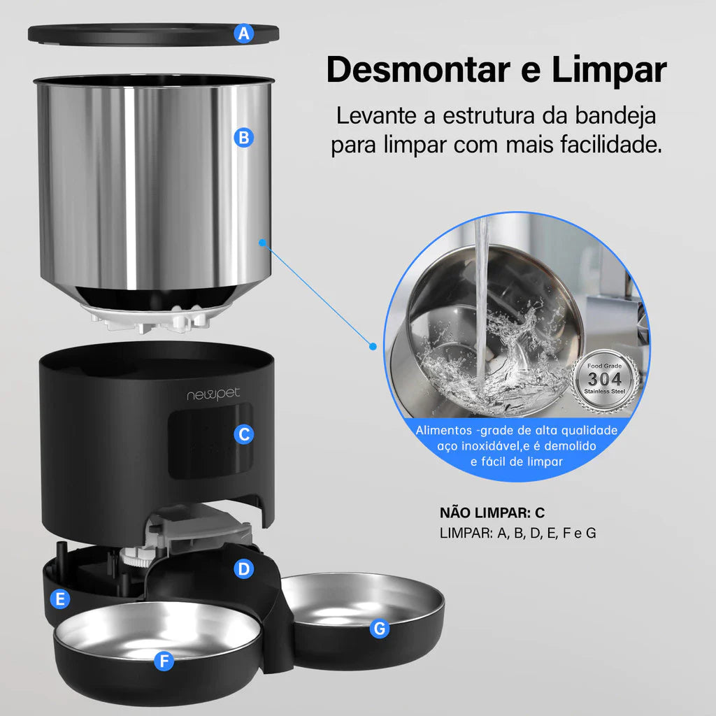 Alimentador Automático Duplo 5L WiFi com APP e Controle Remoto para Cachorro e Gato Newpet™ - Imagem 4