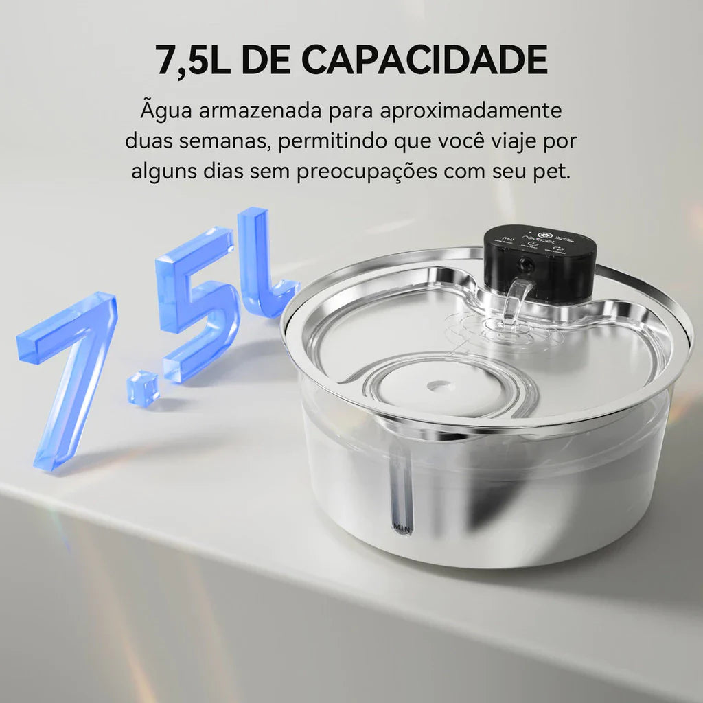 Fonte de Água Sem Fio 7,5L com Sensor de Presença para Pets – Newpet™ | Hidratação Automática e Econômica - Imagem 4