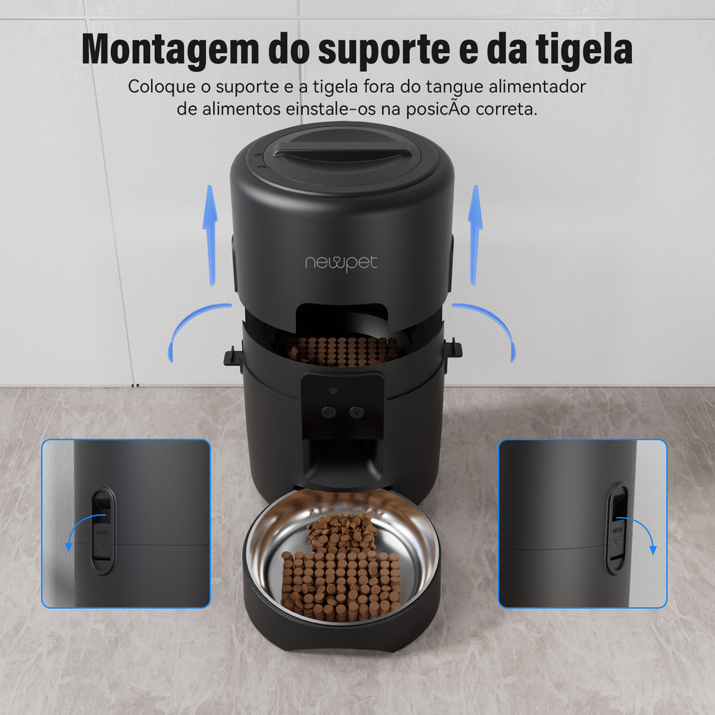 Comedouro Automático Newpet 2L com Wi-Fi e Controle por APP | Voz + Alimentação Programada - Imagem 4