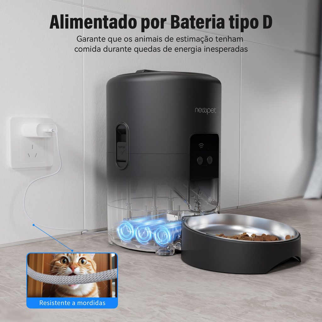 Comedouro Automático Newpet 2L com Wi-Fi e Controle por APP | Voz + Alimentação Programada - Imagem 3