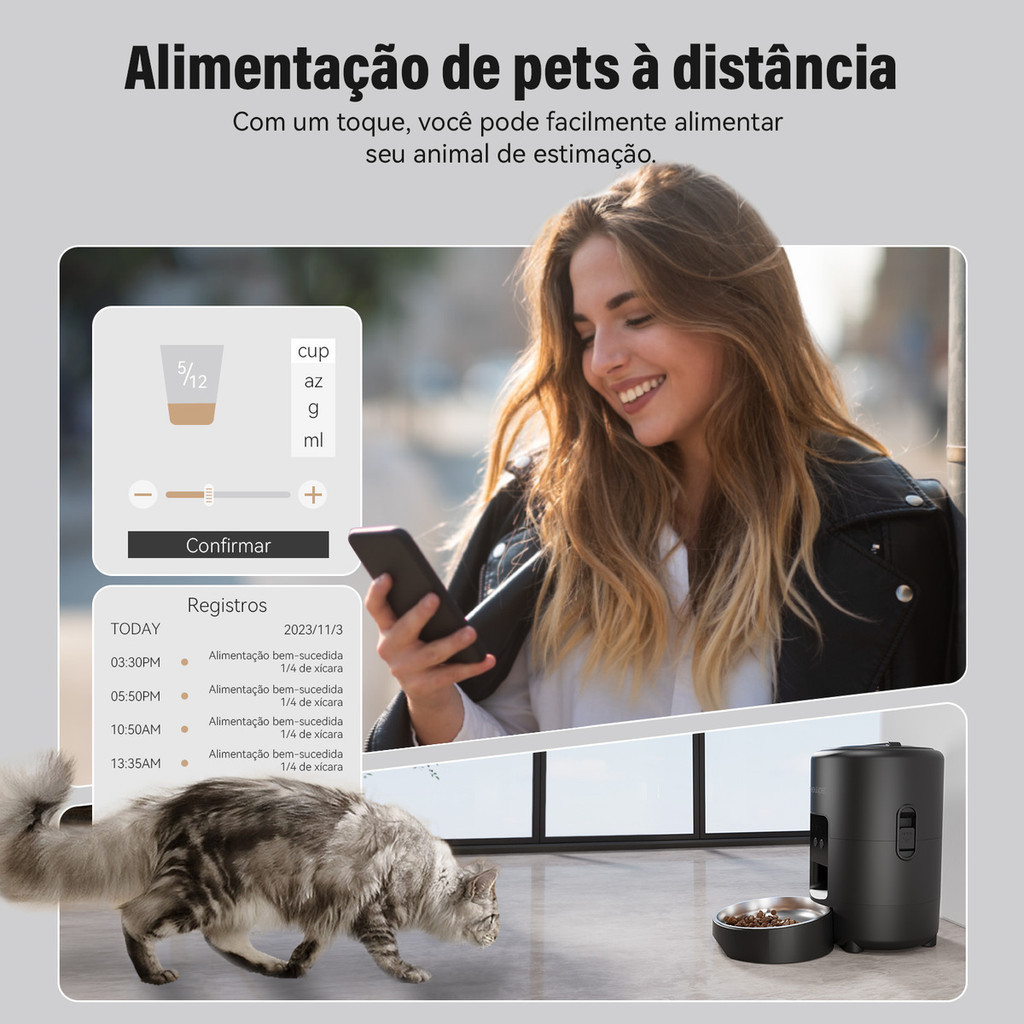 Comedouro Automático Newpet 2L com Wi-Fi e Controle por APP | Voz + Alimentação Programada - Imagem 2