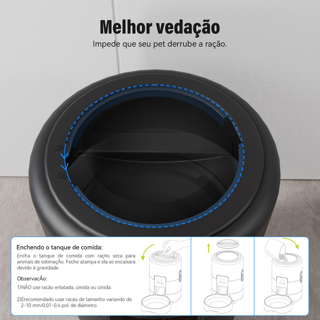Comedouro Automático Newpet 2L com Wi-Fi e Controle por APP | Voz + Alimentação Programada - Imagem 5