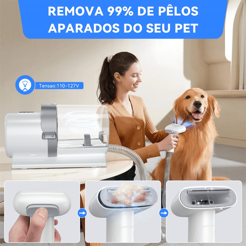 Aspirador de Pelos Profissional para Pets – Kit Completo 2.5L - Imagem 2