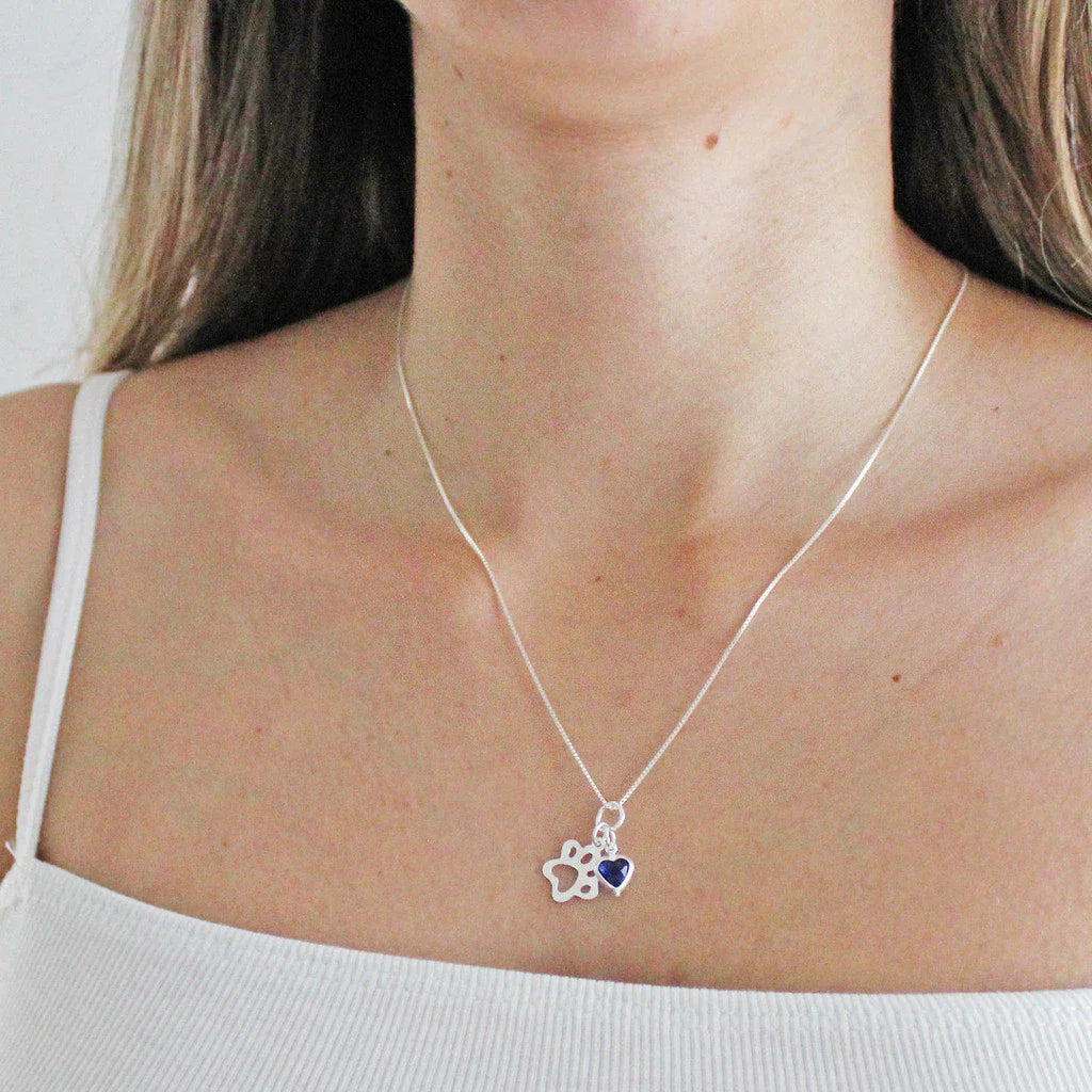 Colar Patuá Patinha com Coração Azul em Prata 925 – Lupzy™ | Amor Pet com Toque de Safira - Imagem 3