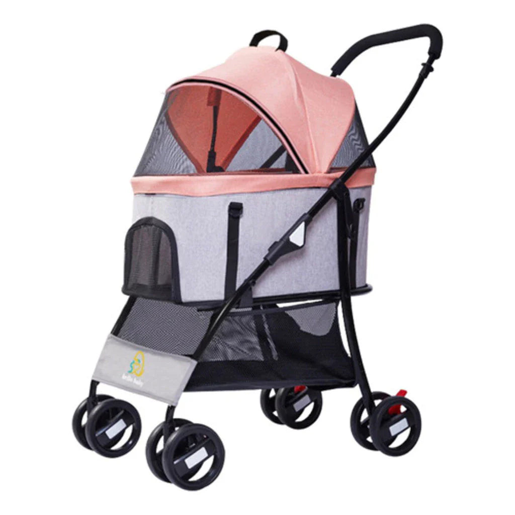 Carrinho de Passeio Dobrável com Porta Frontal e Freio até 15kg para Cachorro e Gato Pet Gear™ - Imagem 3