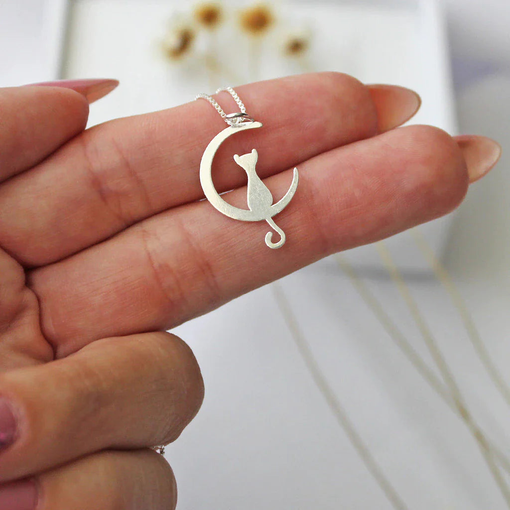 Colar Gato na Lua em Prata 925 – Lupzy™ | Amor Pet Sob a Luz da Lua - Imagem 2