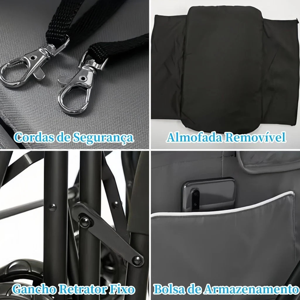 Carrinho Passeio Dobrável 3 em 1 até 30kg com Freio e Cinto para Cachorro e Gato Bluesky™ - Imagem 3