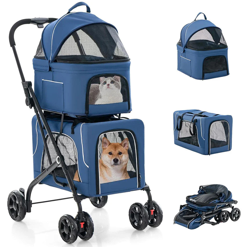 Carrinho Passeio Dobrável 3 em 1 até 30kg com Freio e Cinto para Cachorro e Gato Bluesky™ - Imagem 7