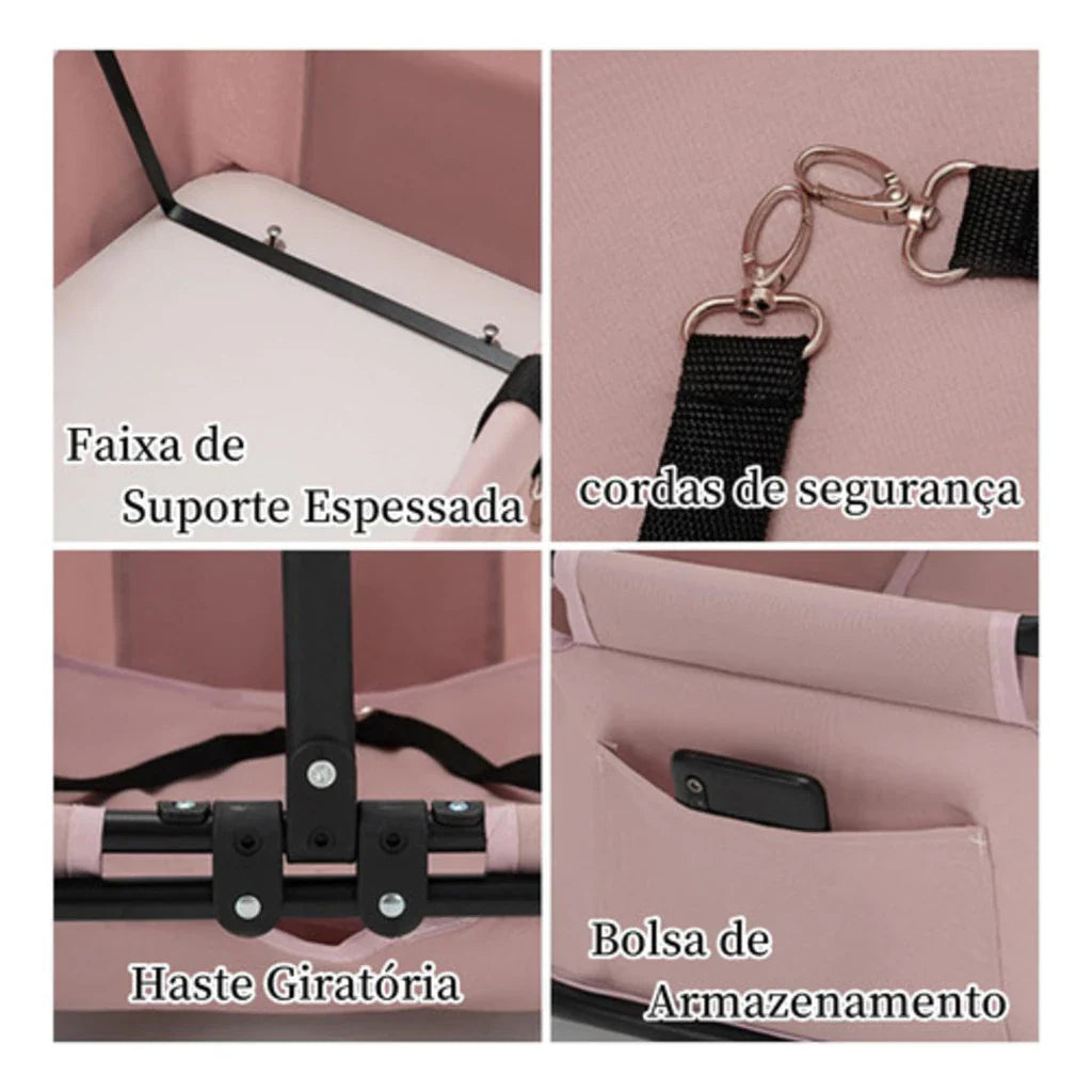 Carrinho Passeio Dobrável Compacto até 7kg com Cinto e Ventilação para Cachorro e Gato Home In™ - Imagem 4