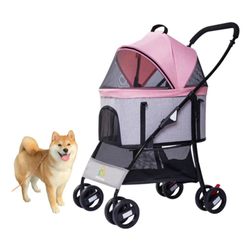 Carrinho de Passeio Dobrável com Porta Frontal e Freio até 15kg para Cachorro e Gato Pet Gear™ - Imagem 4