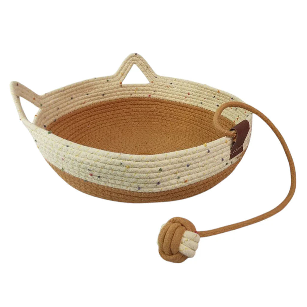 Cama Cestinho Ninho para Gato com Arranhador e Bolinha Interativa – Snouty™ | Conforto, Diversão e Bem-Estar Felino